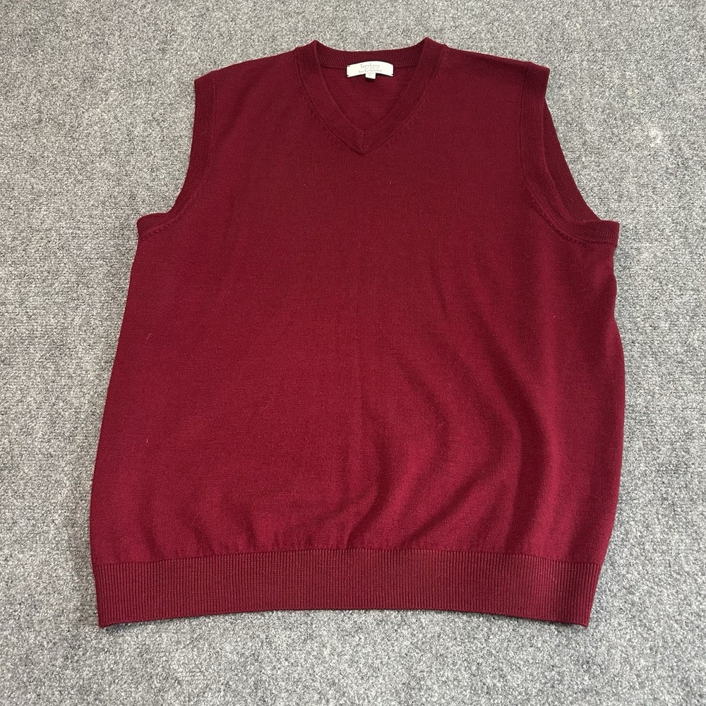 Turnbury Extra Fine Merino Wool burgundy Sleeveless V-Neck Sweater Vest Men‎ Lg